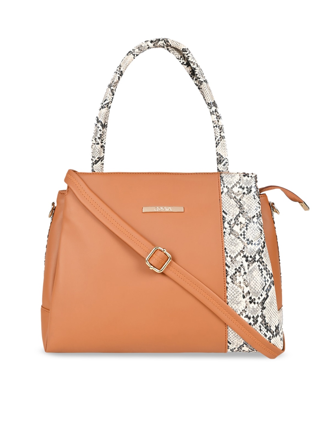 

Rocia Animal Printed Structured Handheld Bag, Tan