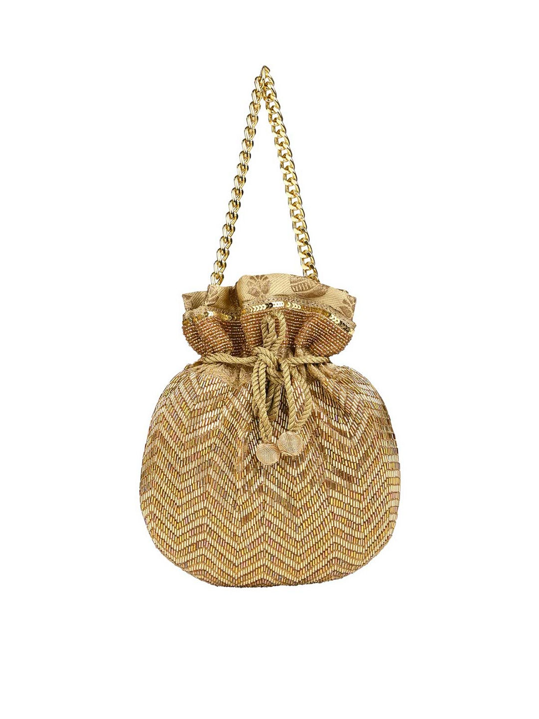 

Rocia Embellished Potli Clutch, Gold