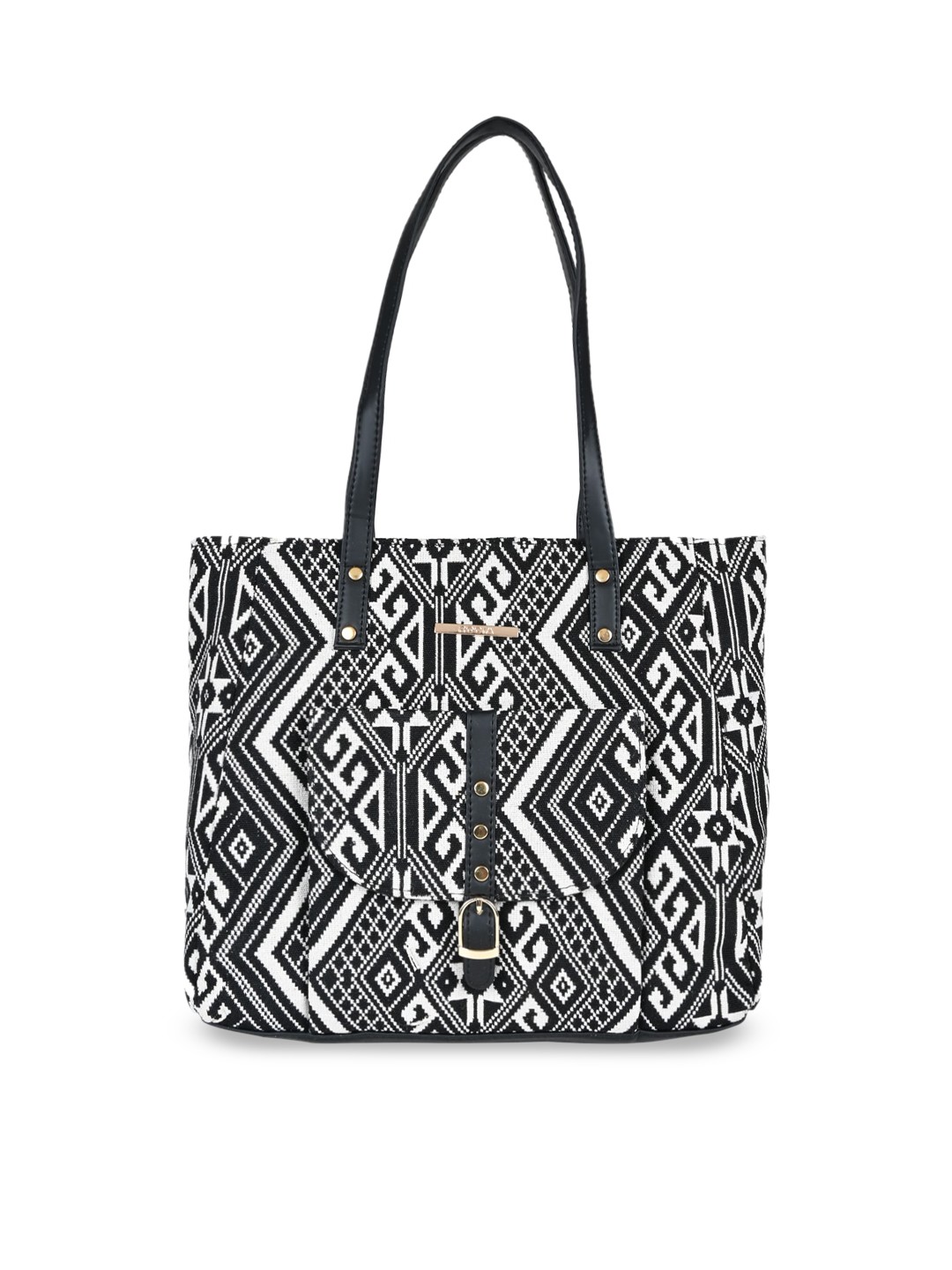 

Rocia Geometric Printed Structured Shoulder Bag, Black