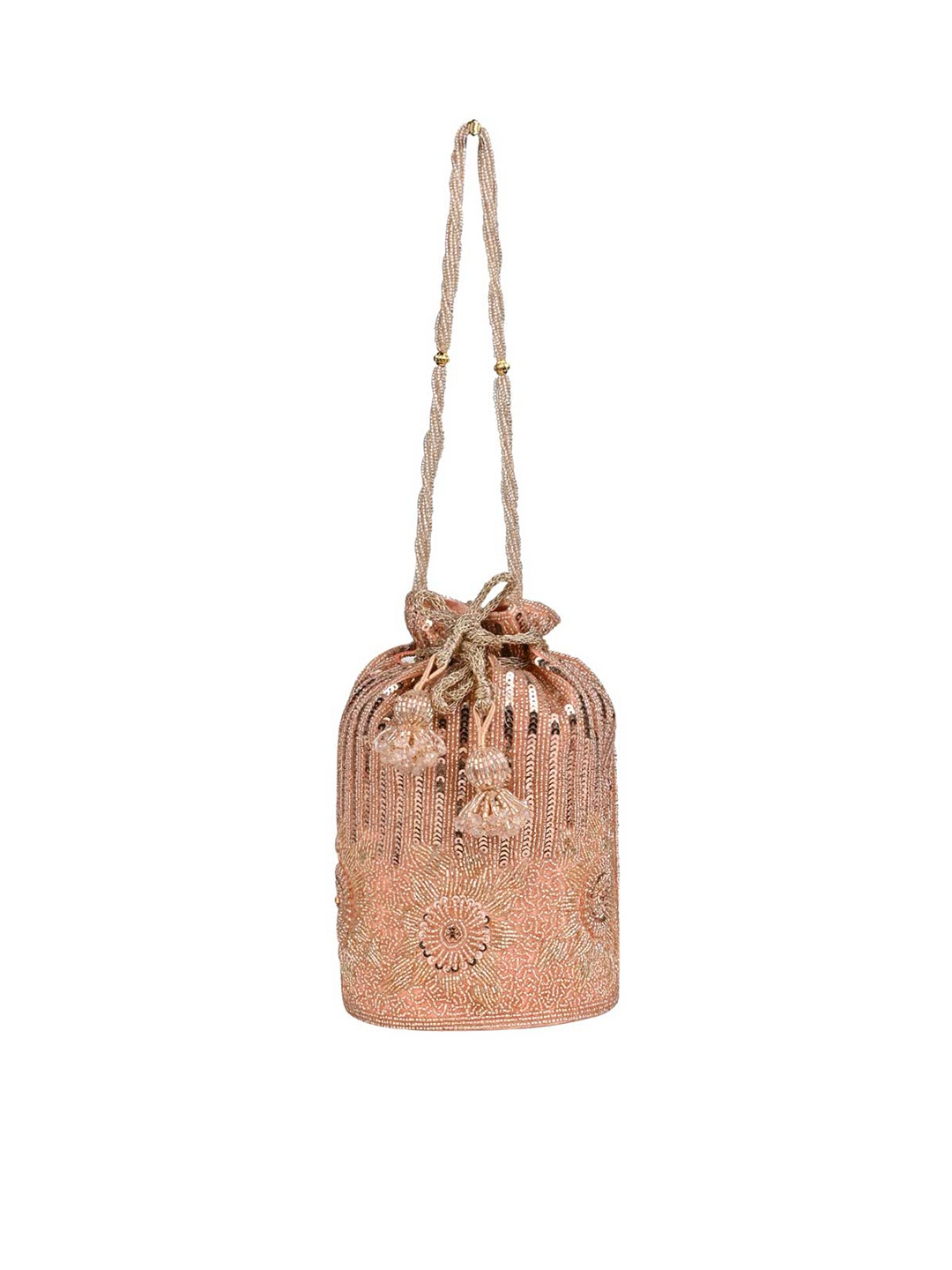 

Rocia Embellished Potli Clutch, Rose gold