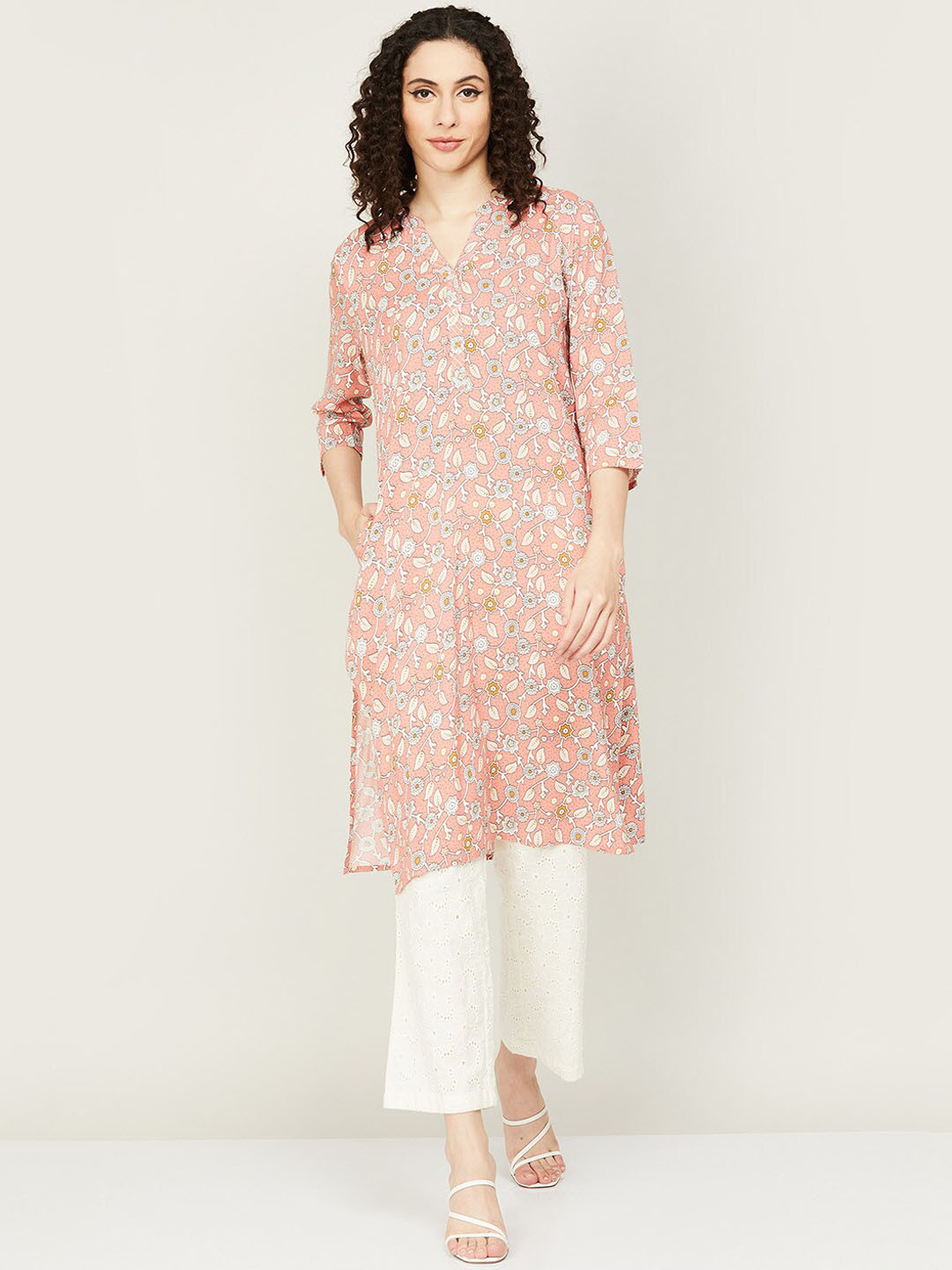 

Melange by Lifestyle Women Floral Printed Kurta, Peach