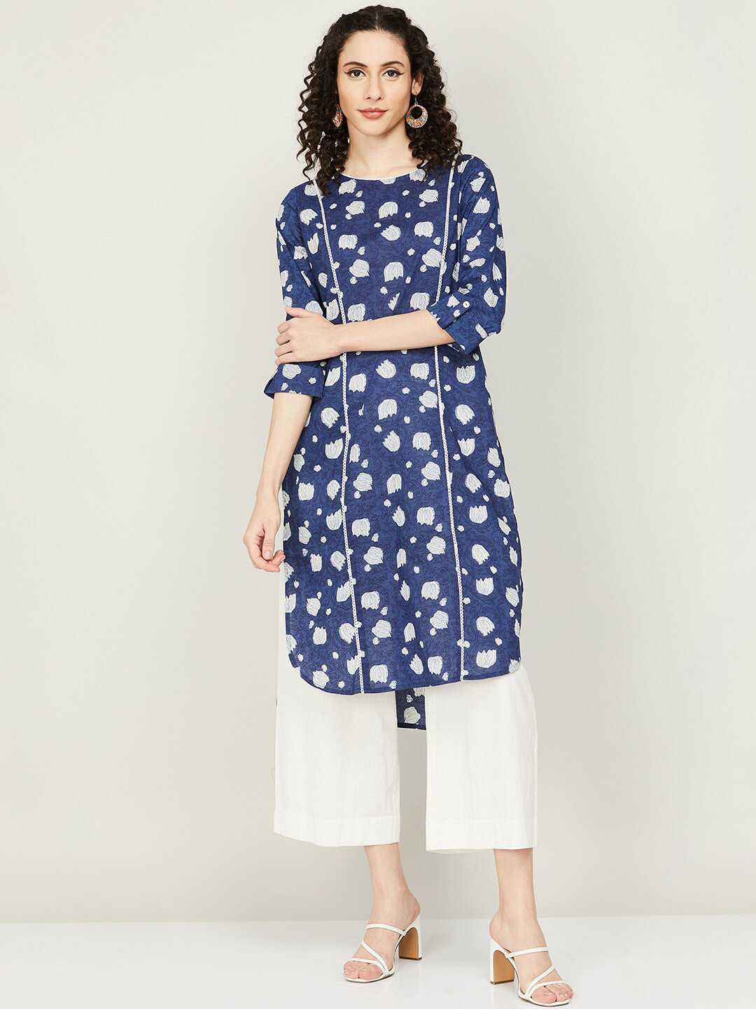

Melange by Lifestyle Women Printed Cotton Kurta, Blue
