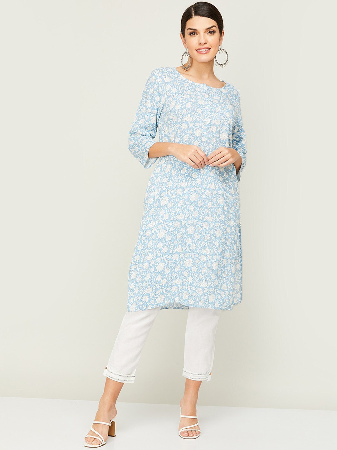 

Melange by Lifestyle Women Floral Printed Kurta, Blue