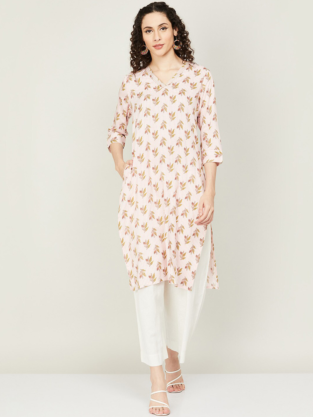 

Melange by Lifestyle Women Floral Printed Floral Kurta, Pink
