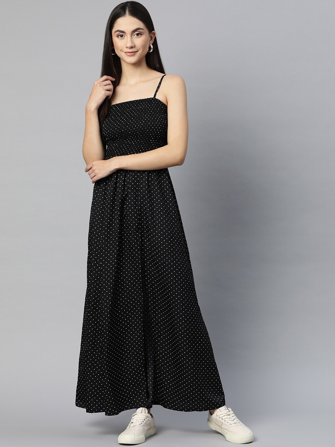

SIRIKIT Crepe Smocked Maxi Dress, Black