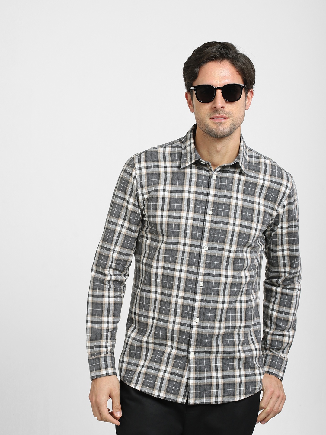 

SELECTED Men Tartan Checked Casual Shirt, Grey