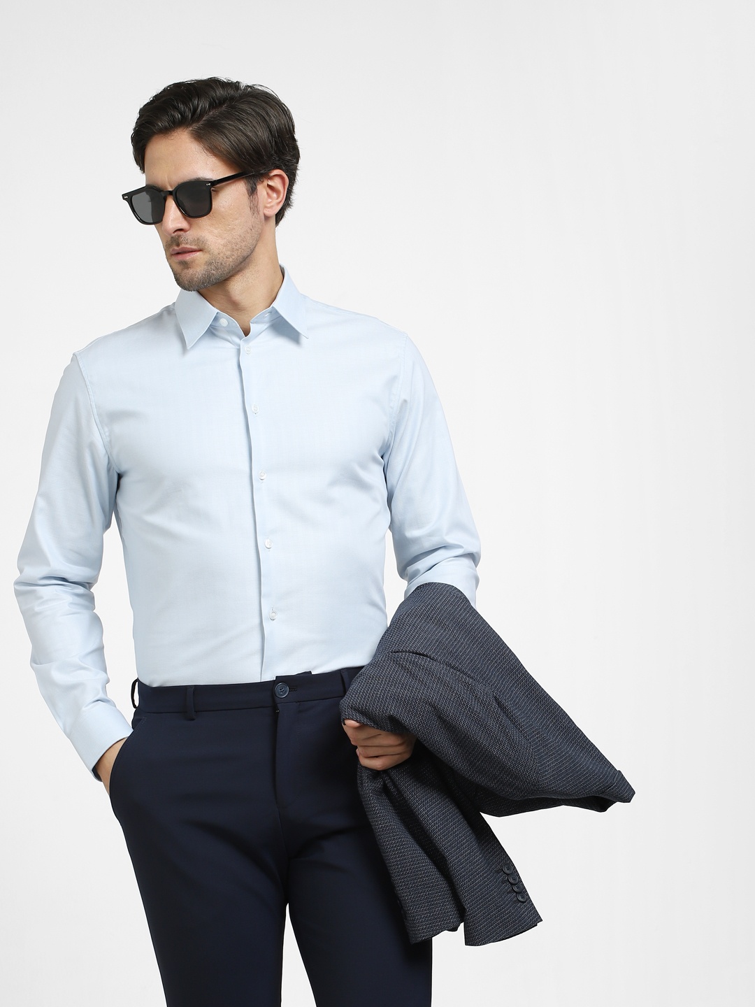 

SELECTED Men Slim Fit Formal Cotton Shirt, Blue