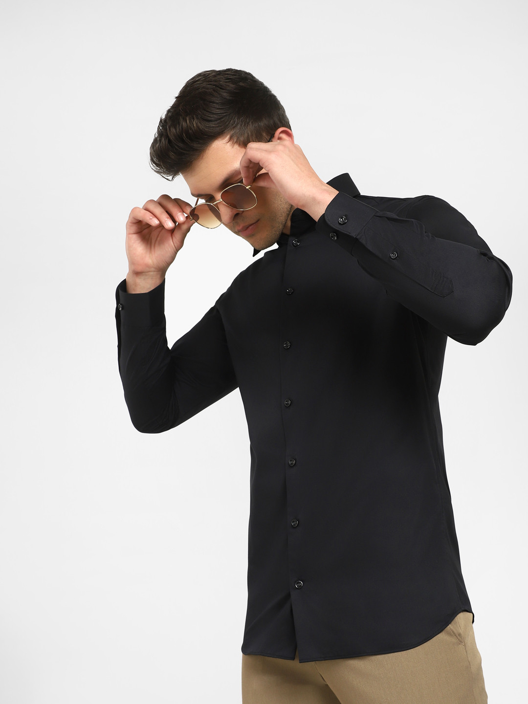 

SELECTED Men Slim Fit Formal Cotton Shirt, Black