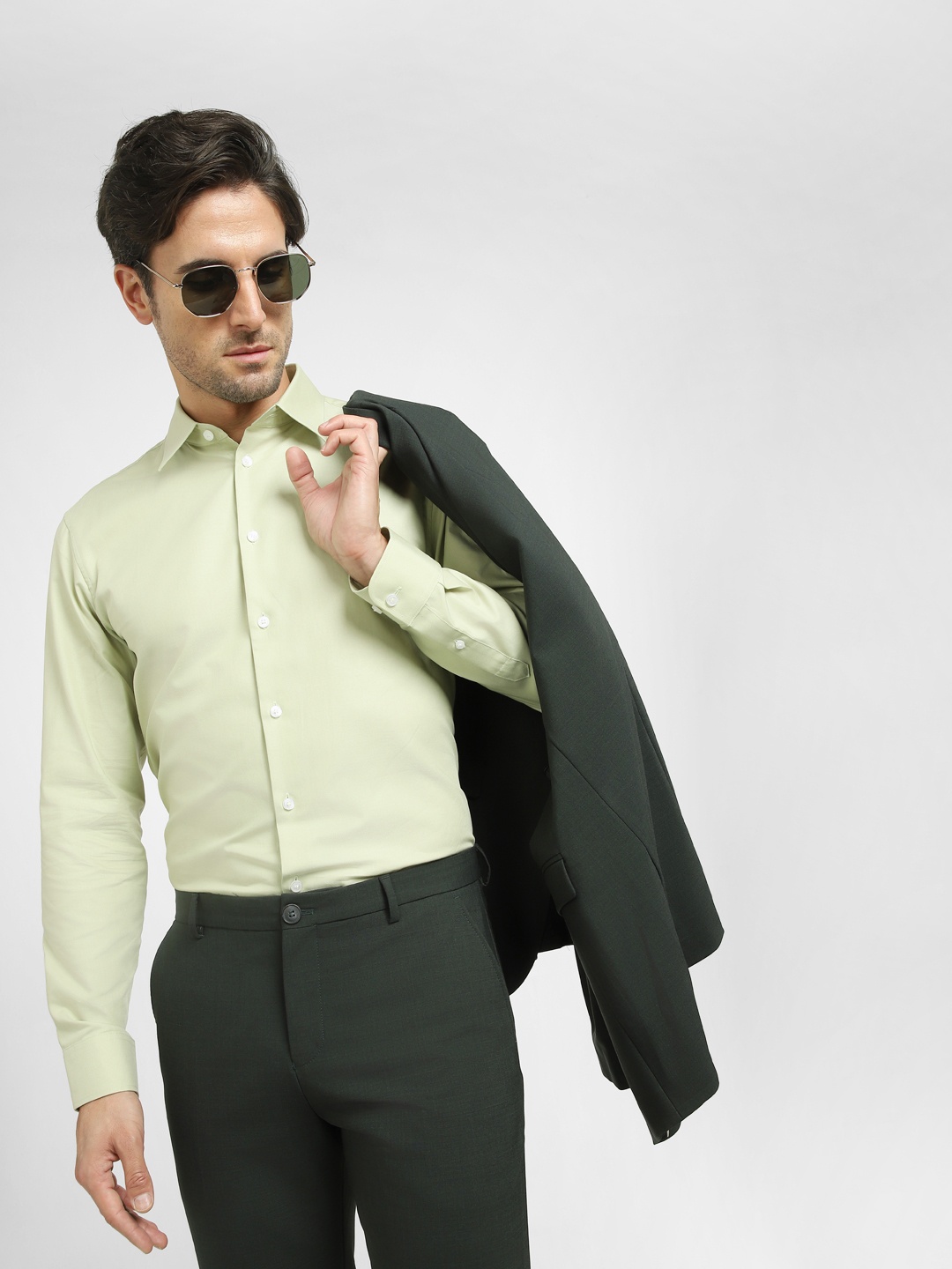 

SELECTED Men Cotton Slim Fit Formal Shirt, Green