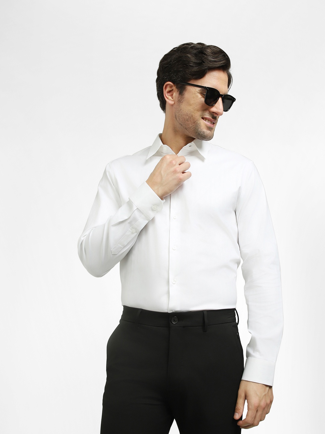 

SELECTED Men Spread Collar Slim Fit Formal Cotton Shirt, White