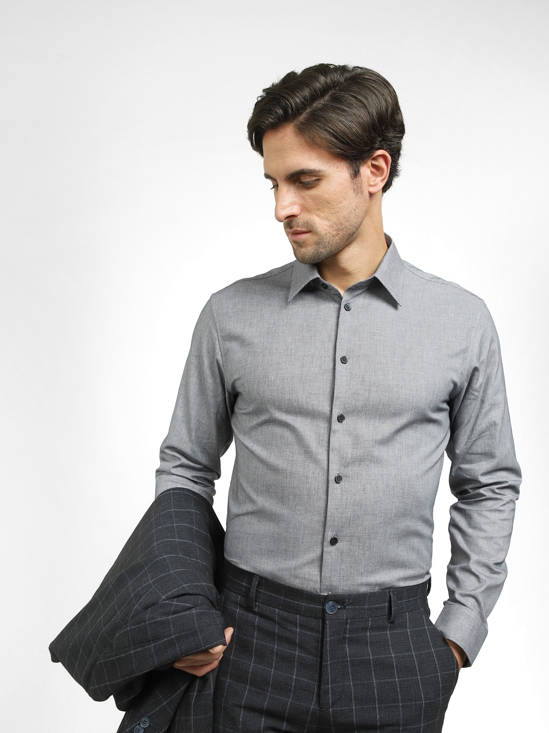 

SELECTED Men Cotton Slim Fit Formal Shirt, Grey