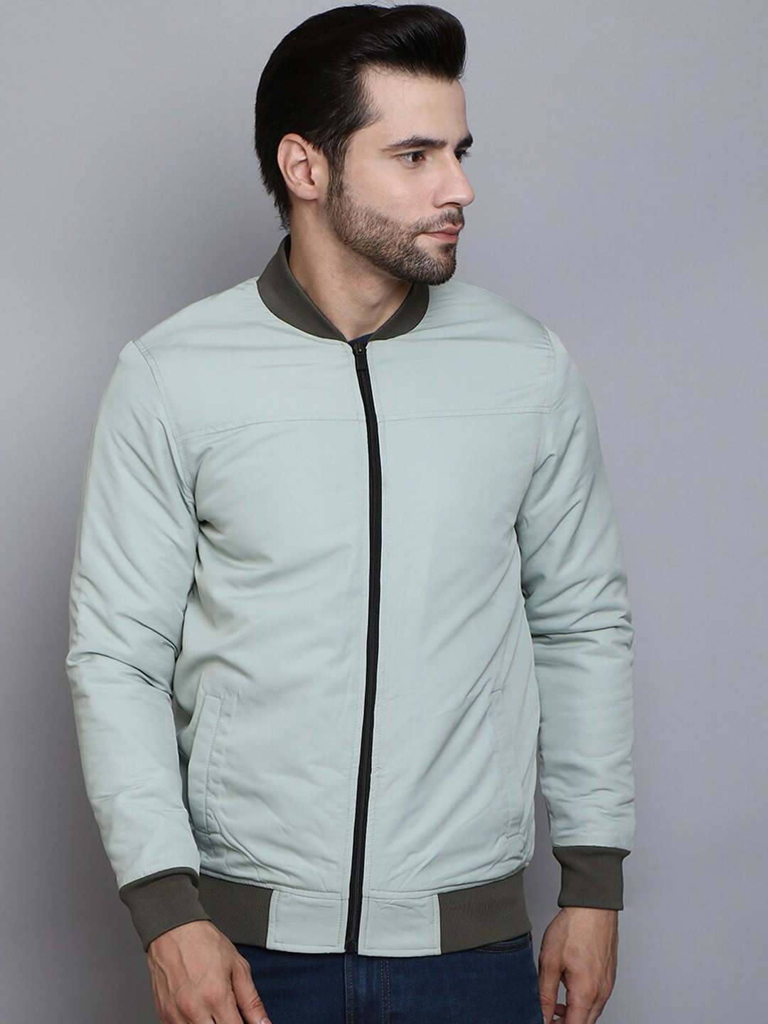 

SIAPA Men Cotton Windcheater Outdoor Bomber Jacket, Blue