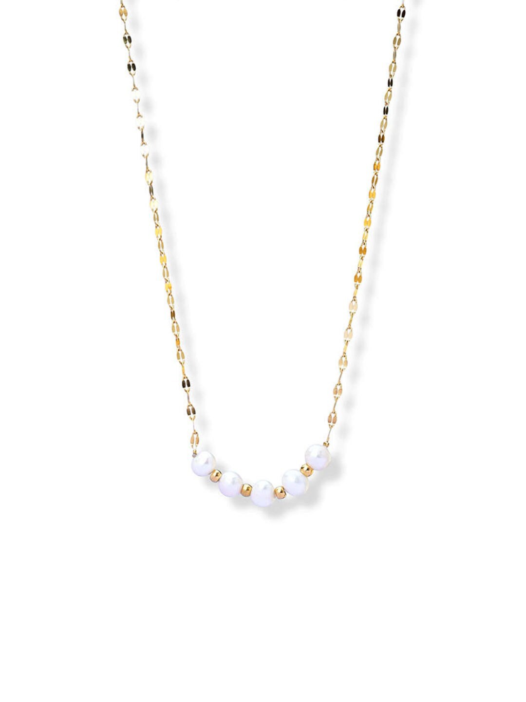 

PALMONAS Gold-Plated Pendant Lip Chain Necklace, White