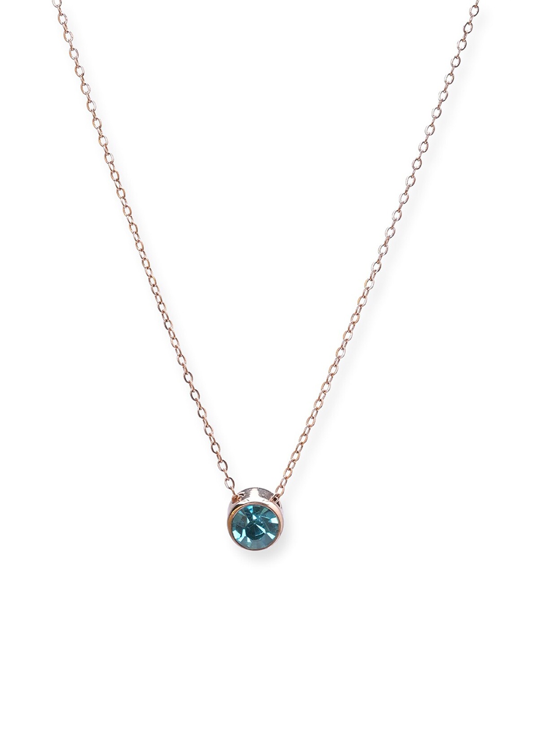 

PALMONAS Rose Gold-Plated Birthstone Necklace, Blue