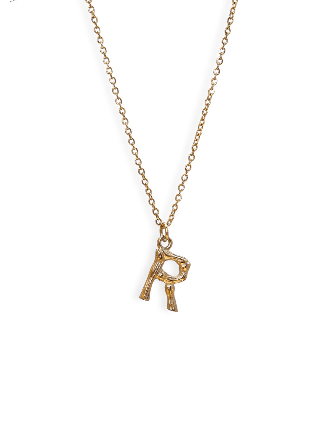 

PALMONAS 18k Gold Plated Bamboo Style R Initial Charms Chain