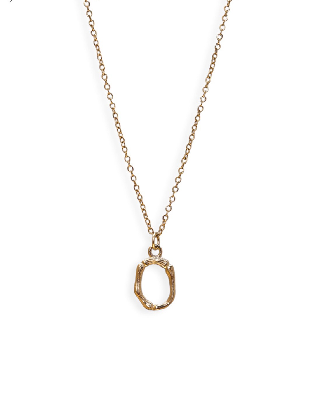 

PALMONAS 18k Gold Plated Bamboo Style O Initial Charms Chain