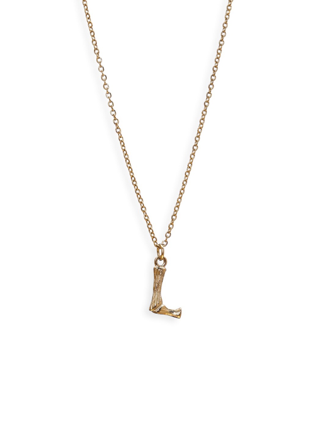 

PALMONAS 18k Gold Plated Bamboo Style L Initial Charms Chain