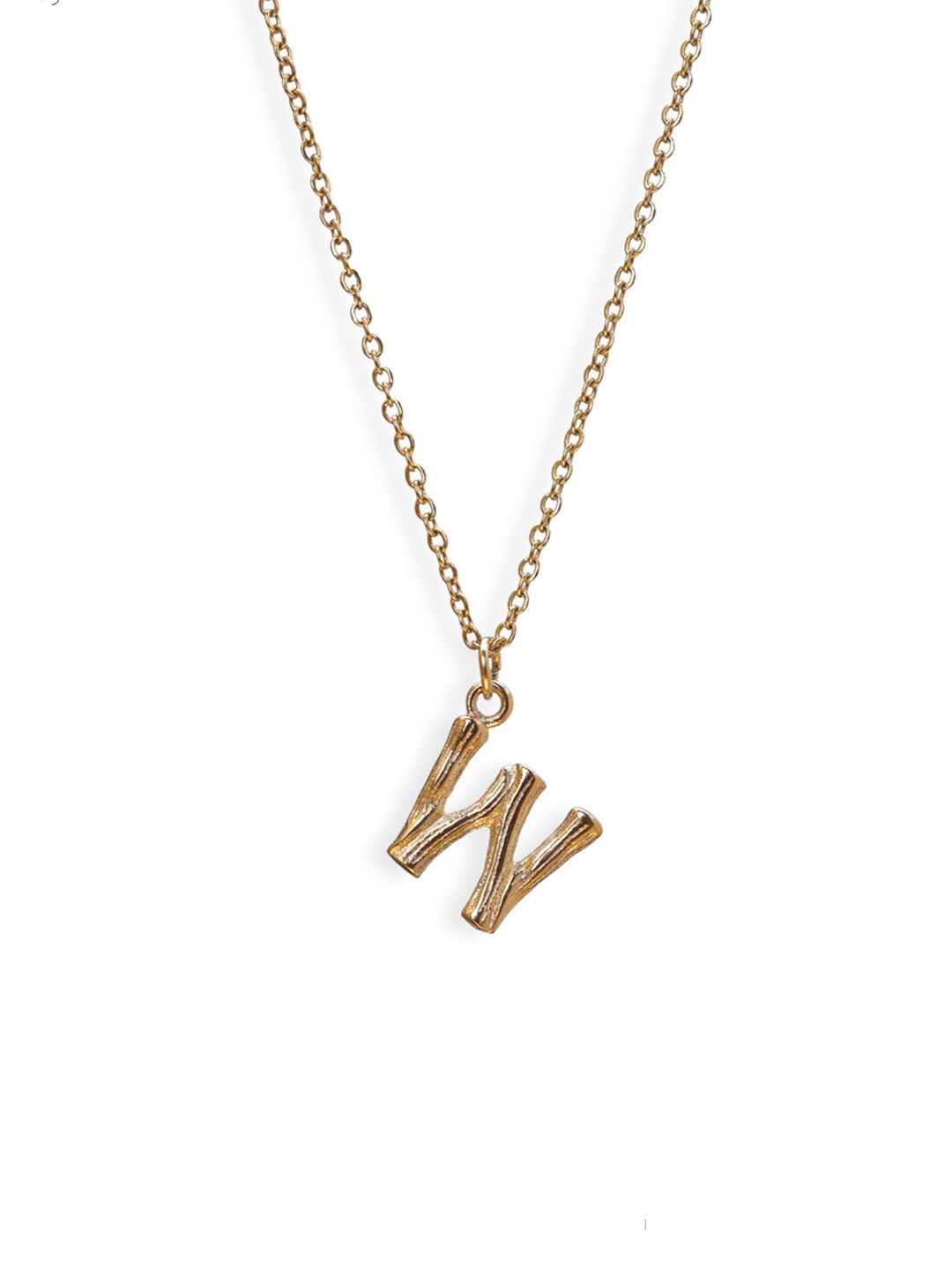 

PALMONAS 18k Gold Plated Bamboo Style W Initial Charms Chain