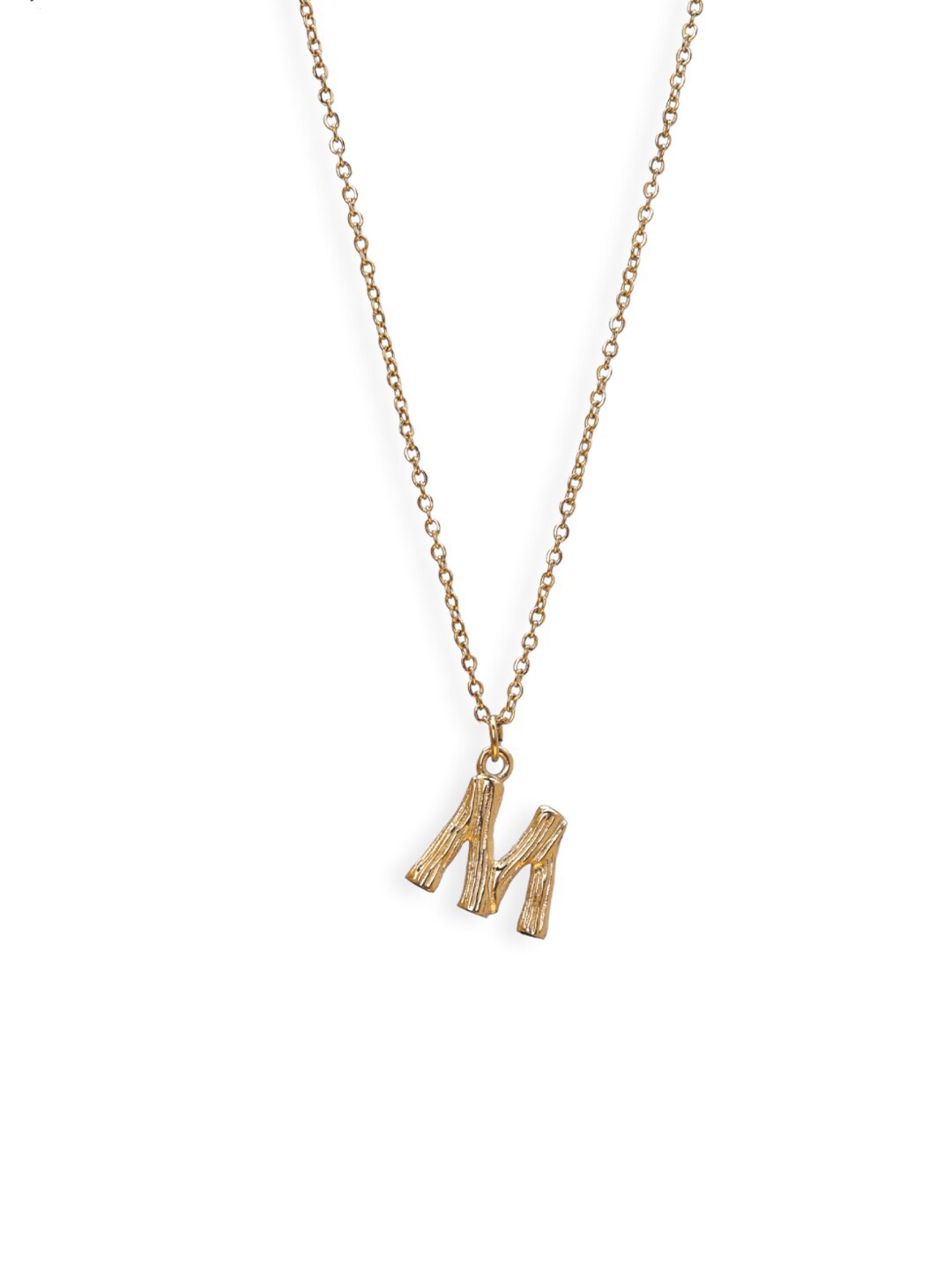 

PALMONAS Women 18k Gold Plated Bamboo Style M Initial Charms Chain