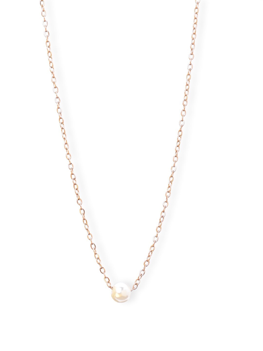 

PALMONAS Women 18k Rose Gold Plated Minimalist Medium Pearl Chain