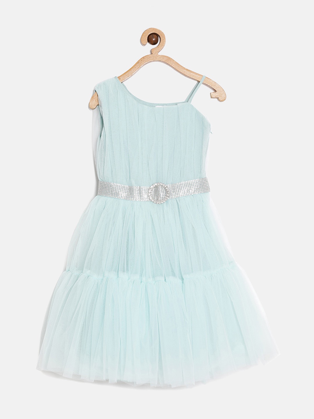 

Aomi Fit & Flare Sleeveless Net Dress, Blue