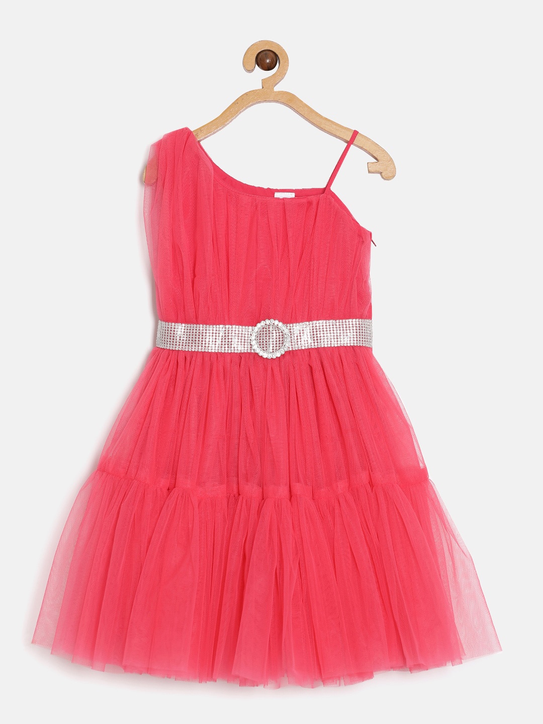 

Aomi Sleeveless Net Fit & Flare Dress, Pink