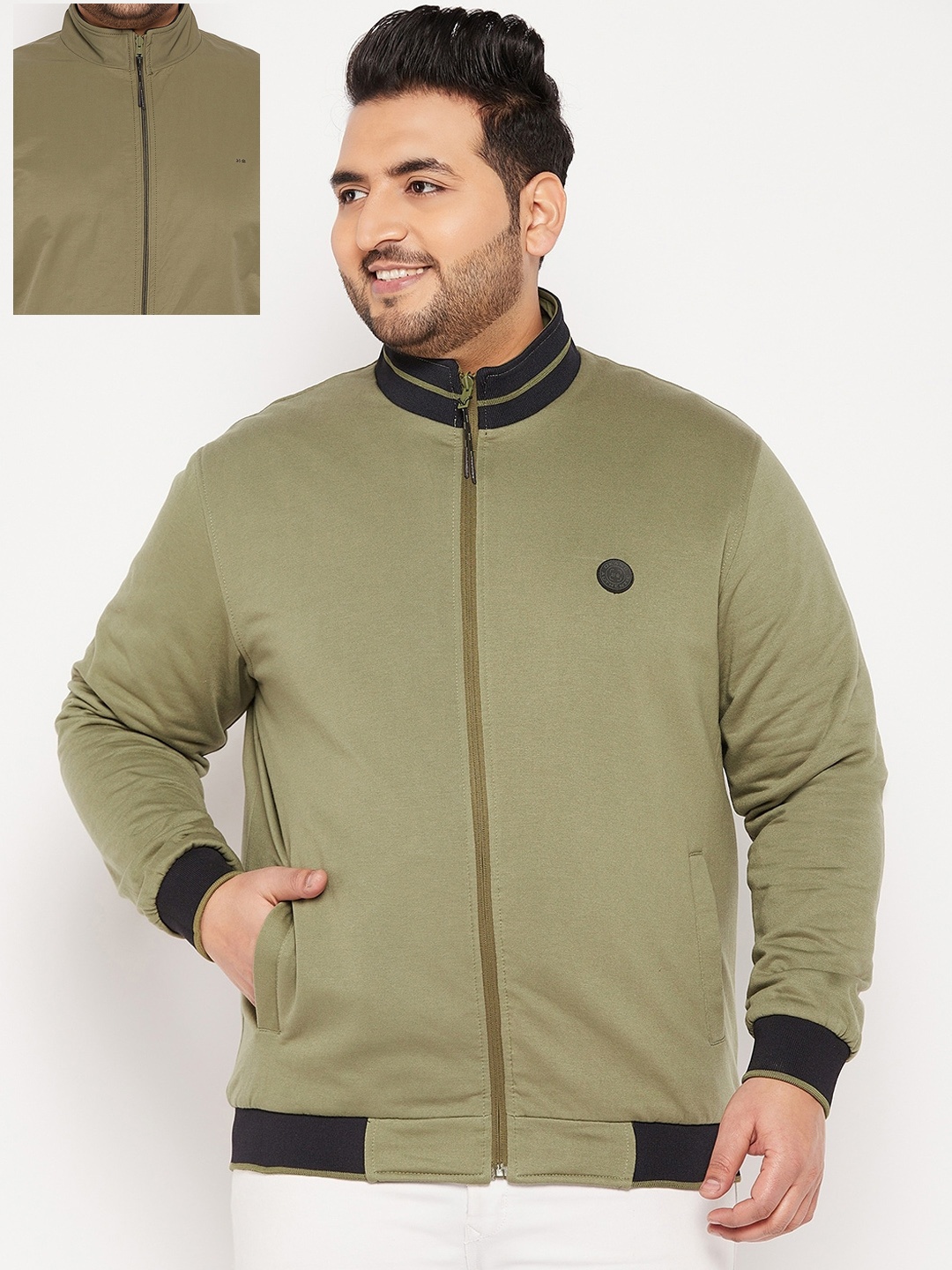 

Okane Men Plus Size Reversible Bomber Jacket, Olive