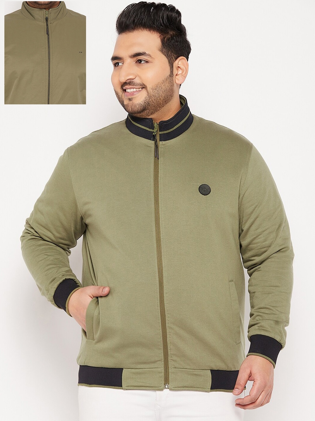 

Okane Men Plus Size Reversible Bomber Jacket, Olive