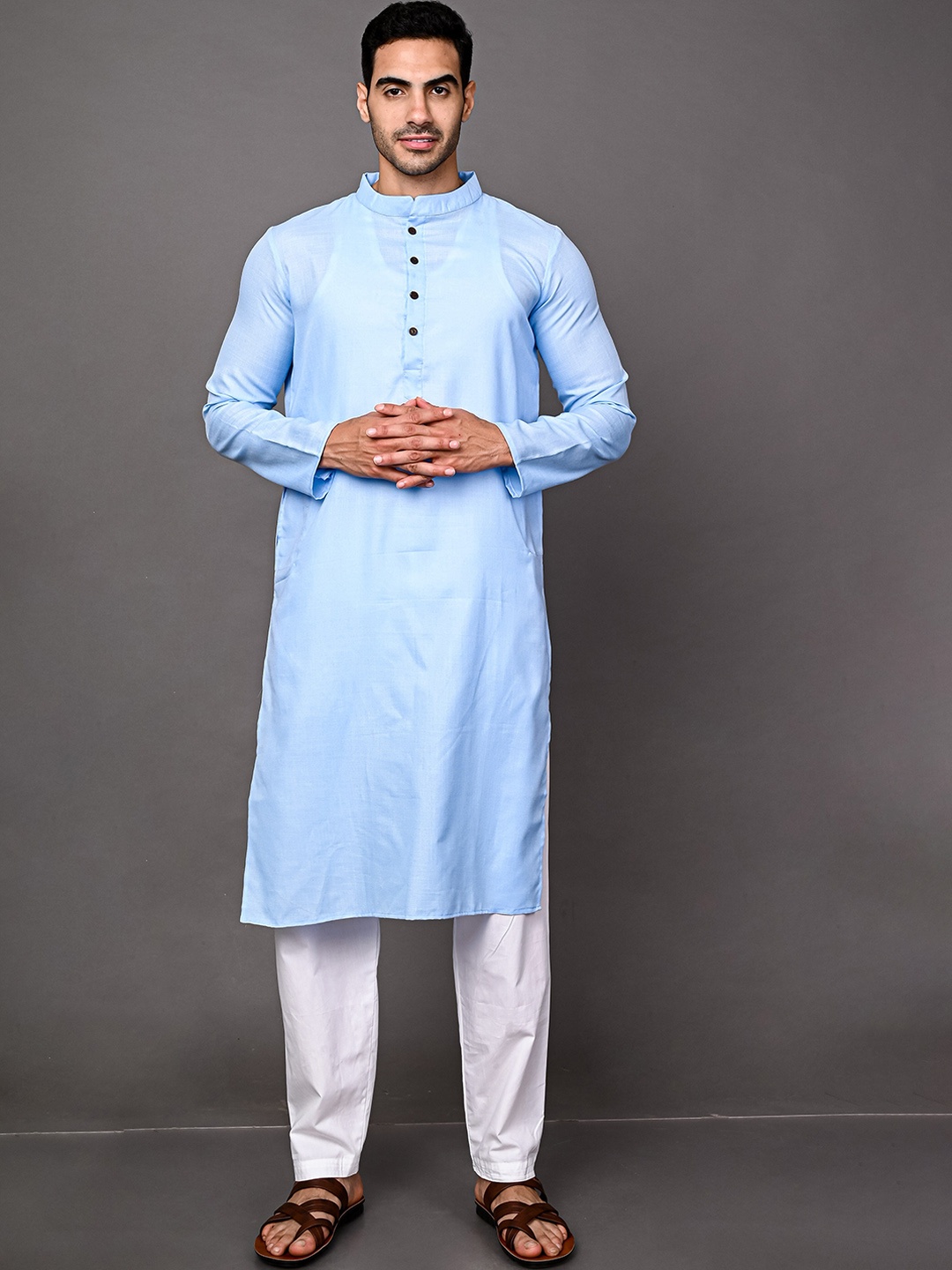 

VESHAM Men Kurta With Pyjamas, Blue