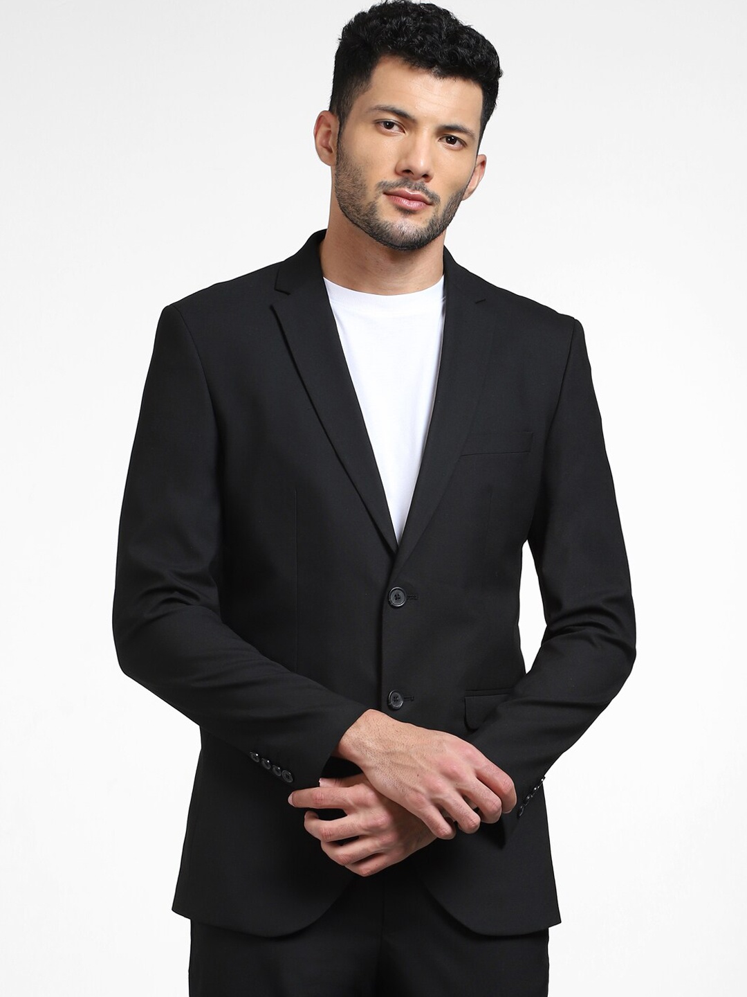 

SELECTED Men Slim-Fit Single-Breasted Formal Blazers, Black