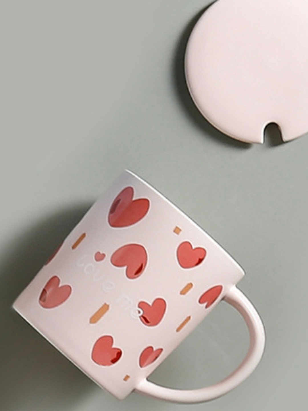 

Nestasia White & Red Love Design Ceramic Mug With Lid 380 ml