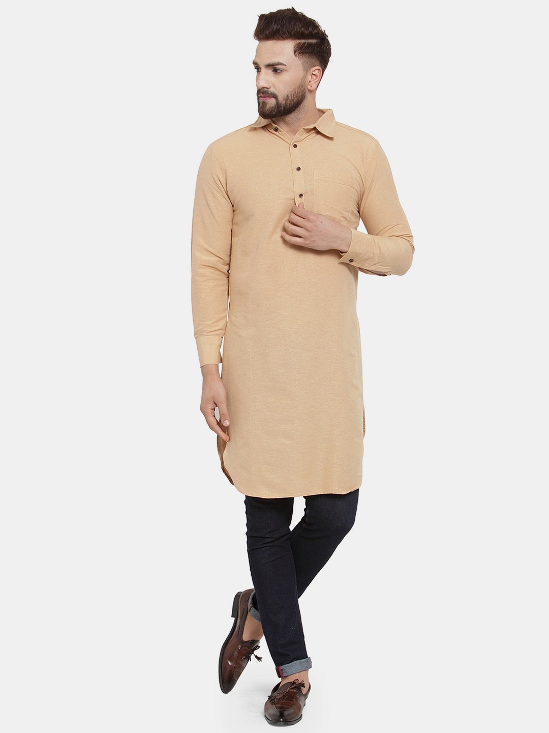 

Sayesha Men Pathani Pure Cotton Kurta, Beige