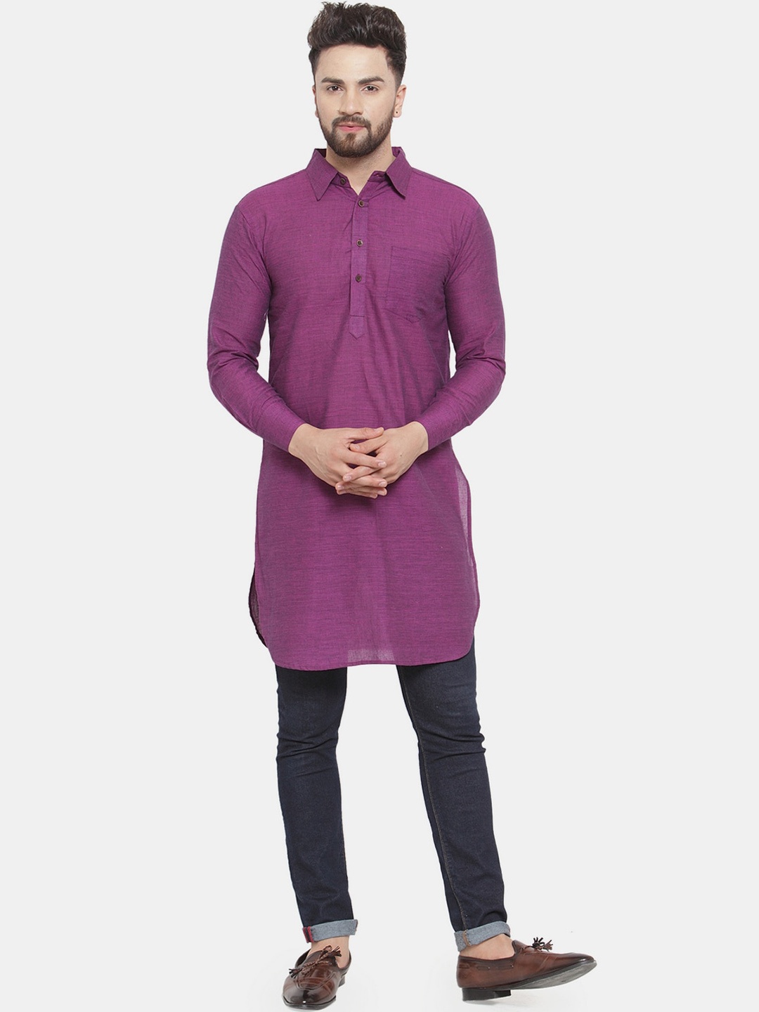 

Sayesha Men Pathani Pure Cotton Kurta, Purple