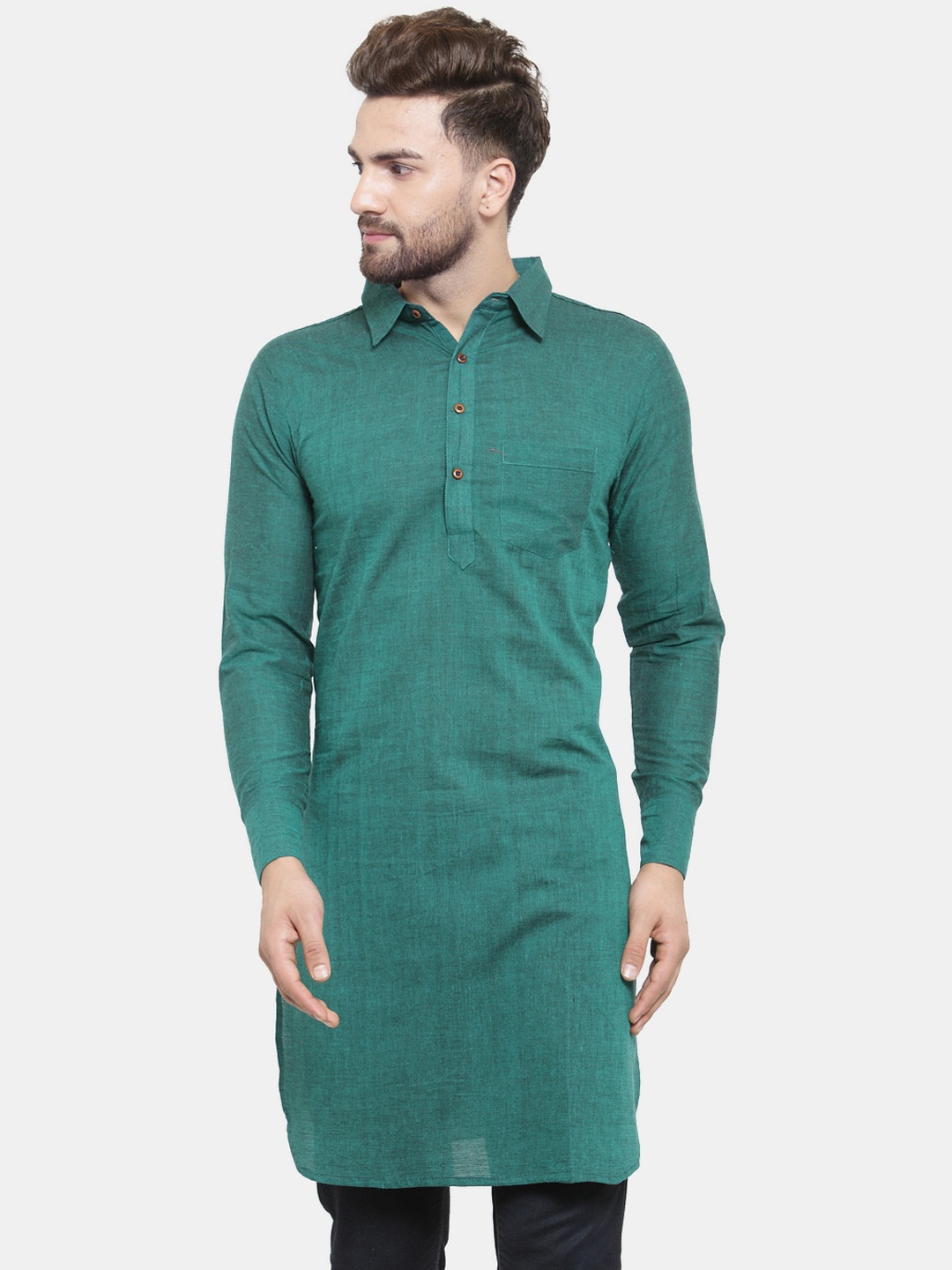 

Sayesha Men Pathani Pure Cotton Kurta, Green