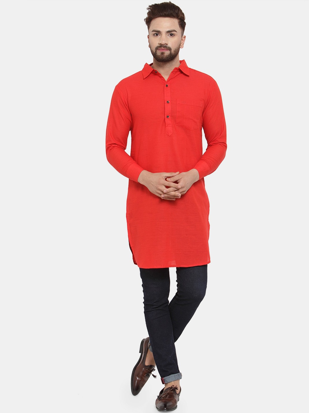 

Sayesha Men Pathani Pure Cotton Kurta, Red