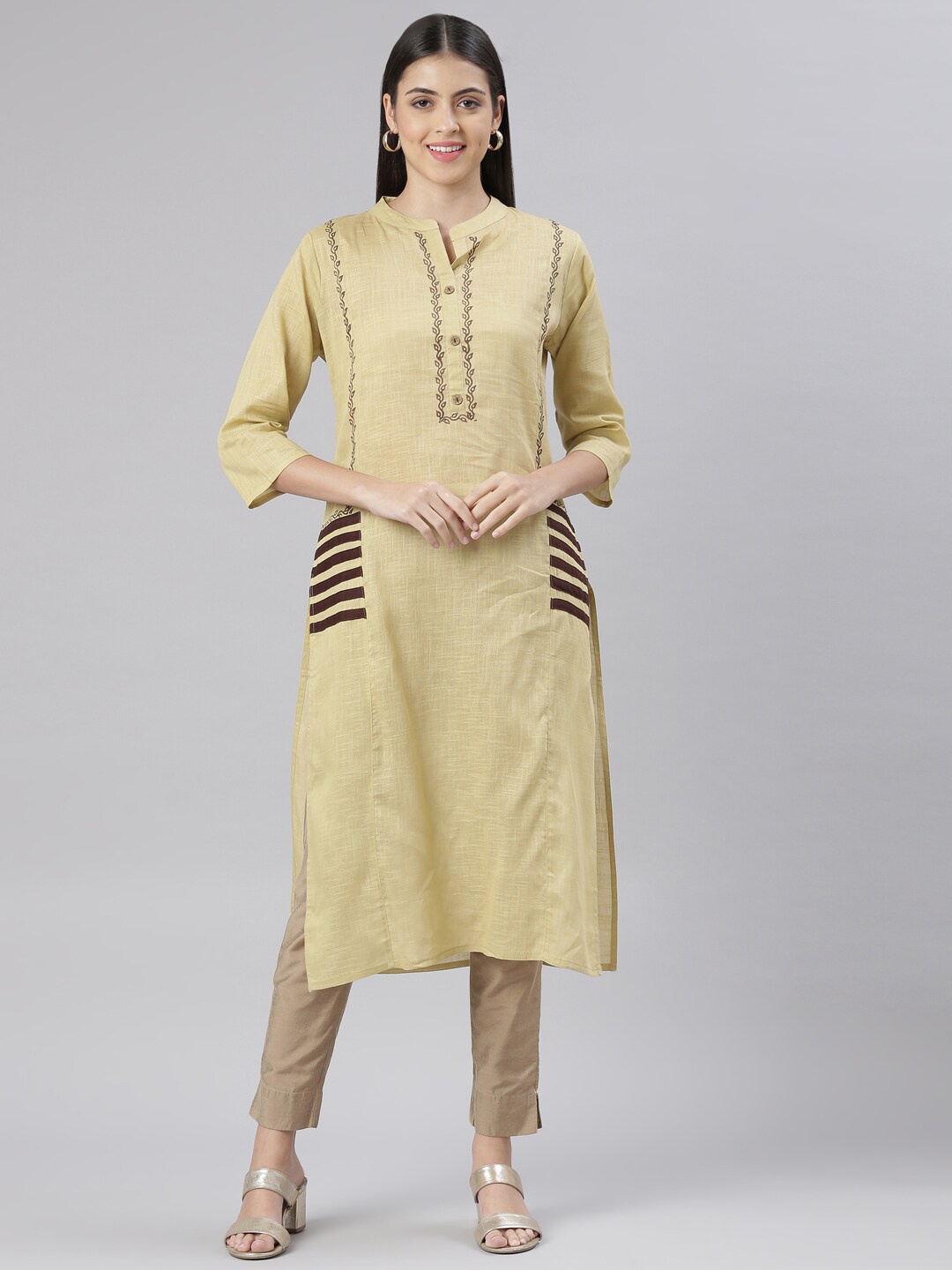 

The Chennai Silks Women Yoke Design Kurta, Beige
