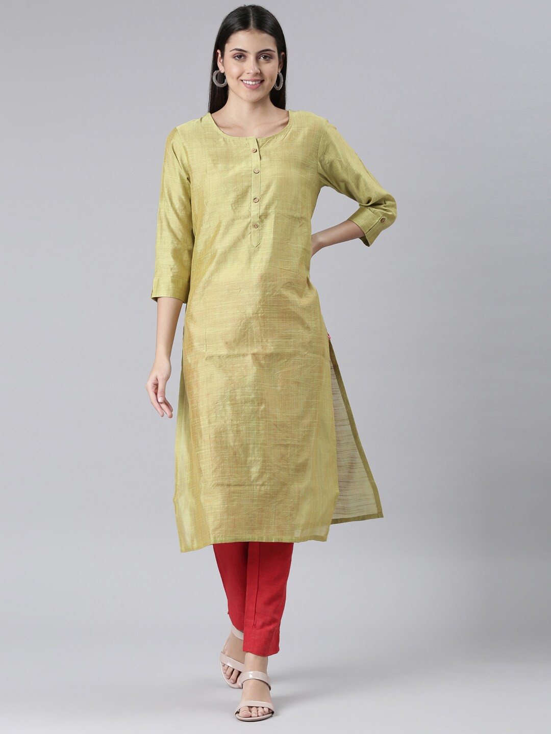 

The Chennai Silks Women Kurta, Yellow