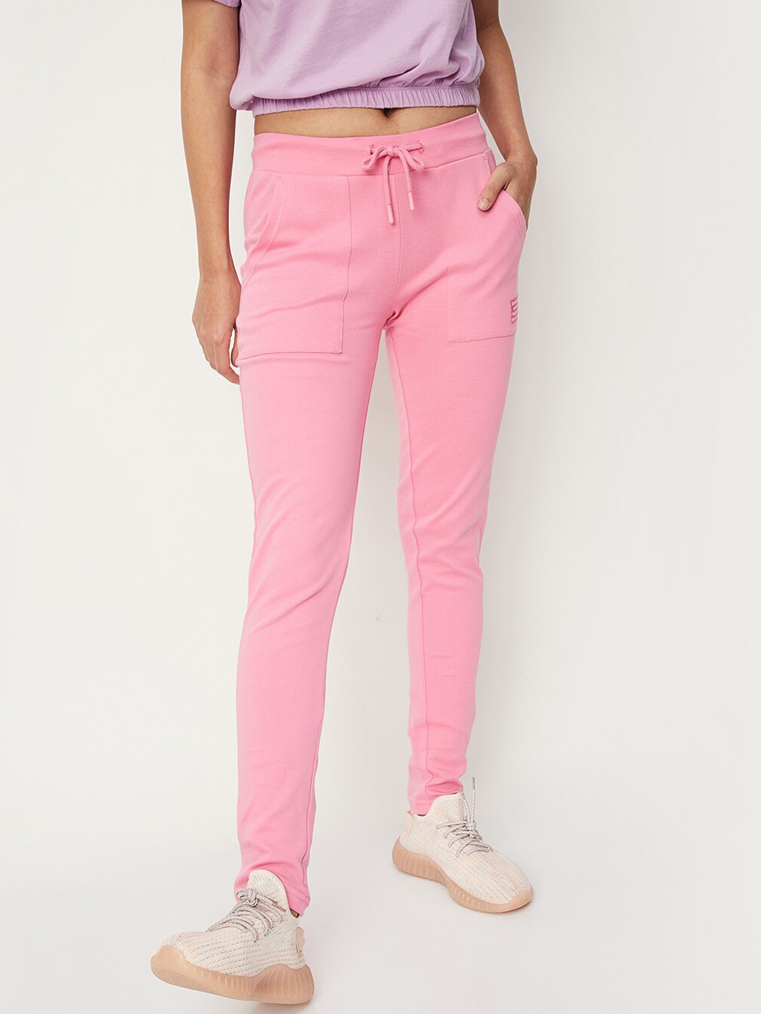 

max Women Pure Cotton Track Pants, Pink
