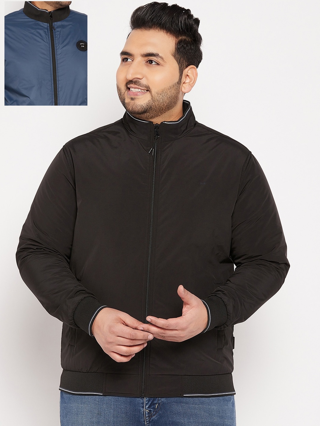 

Okane Men Reversible Bomber Jacket, Black