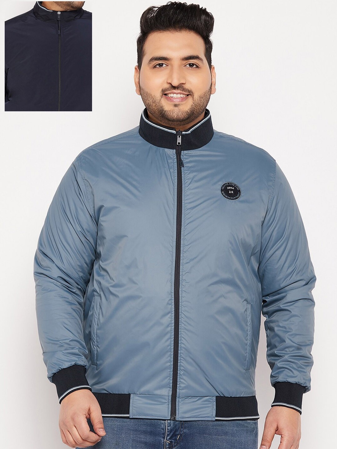 

Okane Men Plus Size Reversible Puffer Jacket, Navy blue