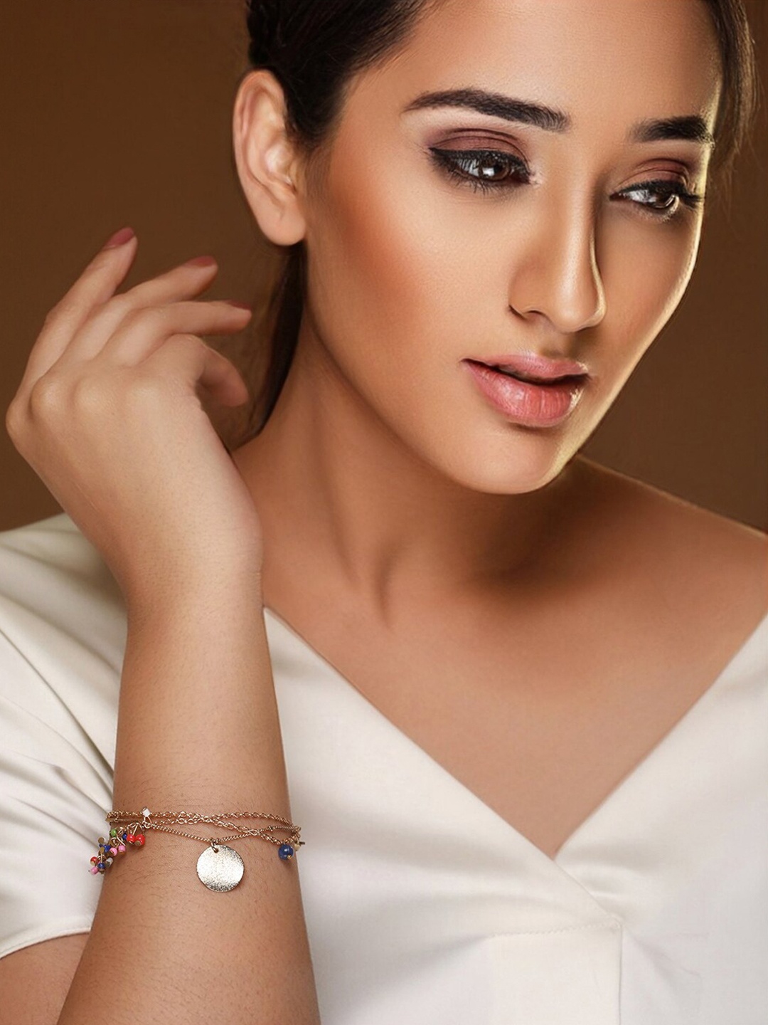 

Priyaasi Women Brass Gold-Plated Link Bracelet