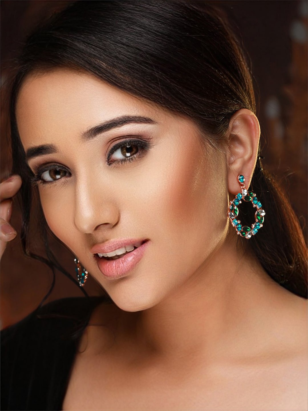 

Priyaasi Gold Pated Contemporary Drop Earrings, Blue