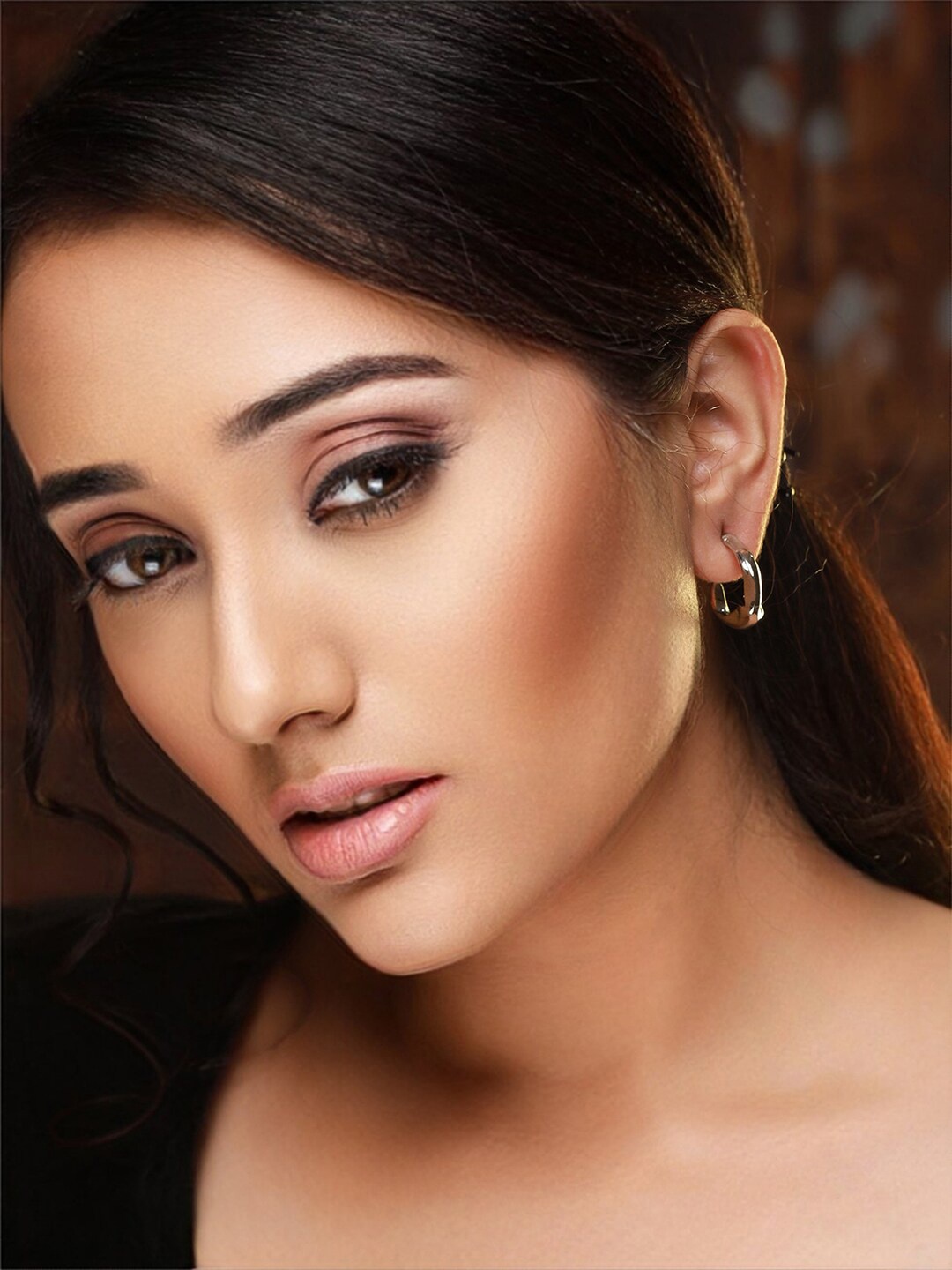 

Priyaasi Silver -Plated Contemporary Half Hoop Earrings