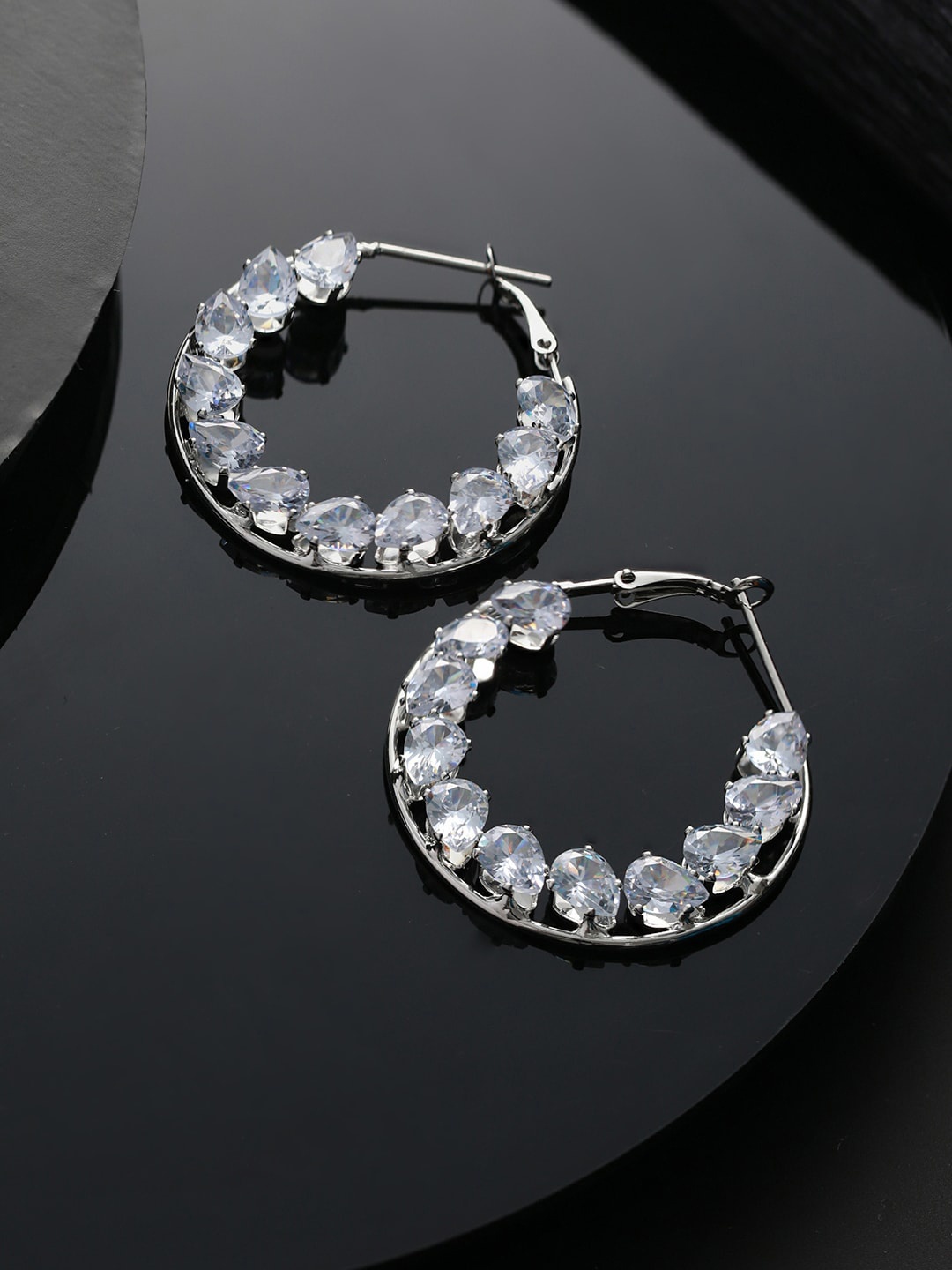 

Priyaasi Silver -Plated Contemporary Drop Earrings