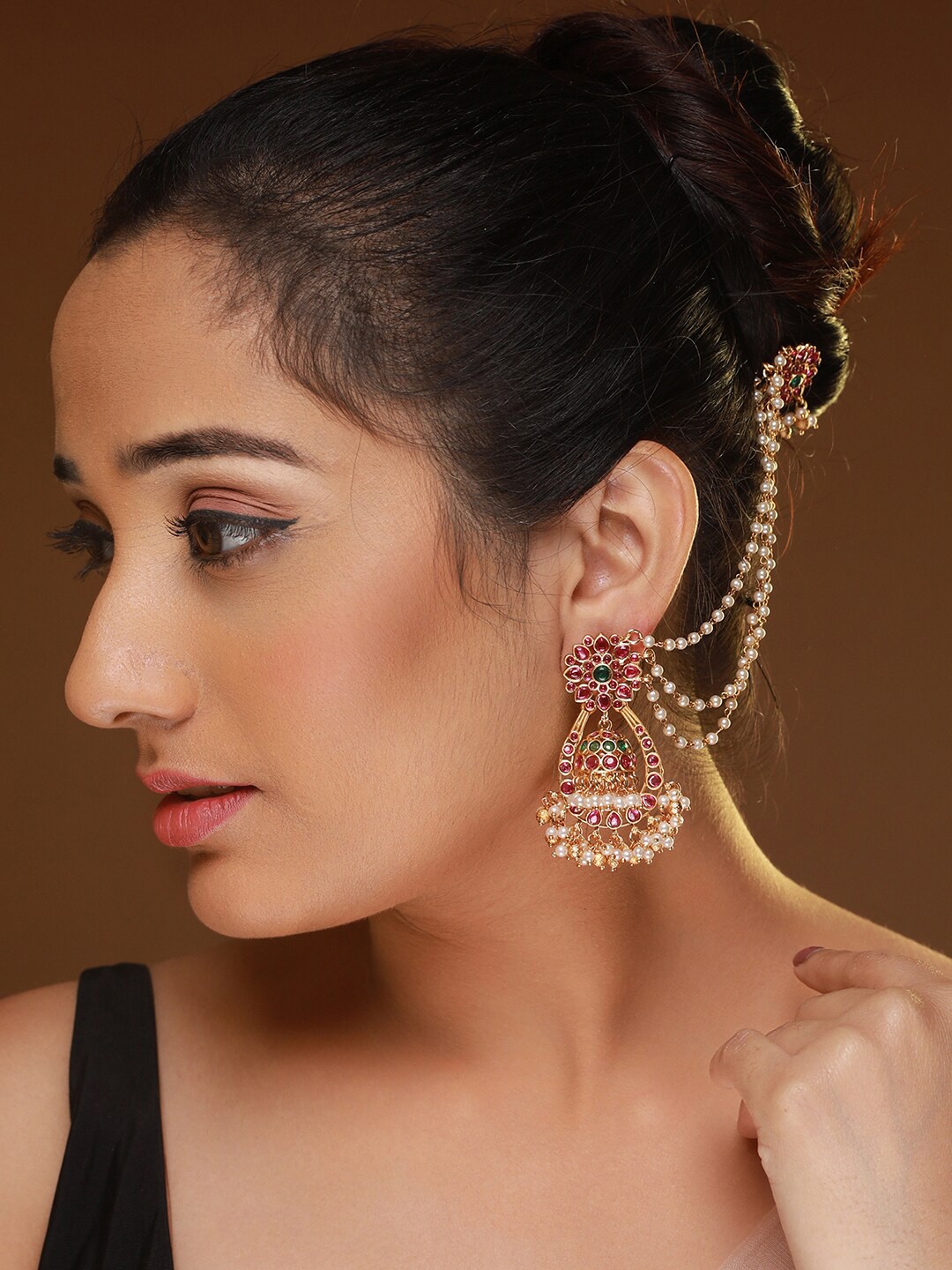 

Priyaasi Gold-Plated Contemporary Jhumkas Earrings