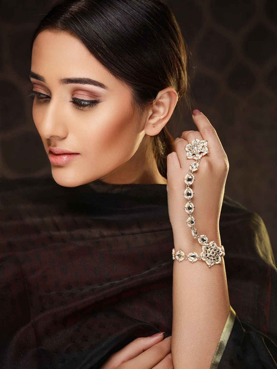 

Priyaasi Women Kundan Gold-Plated Armlet Bracelet