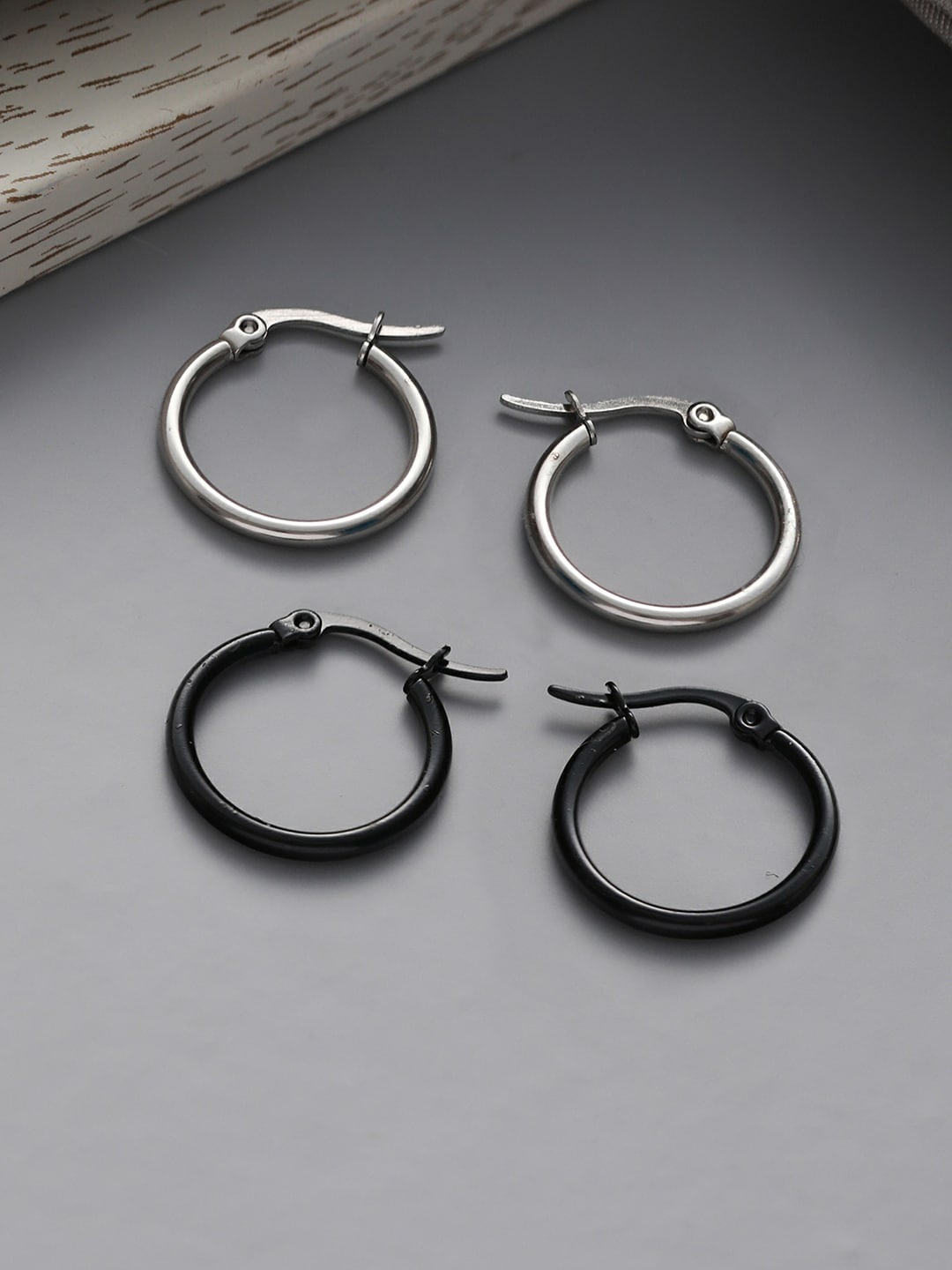 

Priyaasi Silver-Plated Contemporary Hoop Earrings