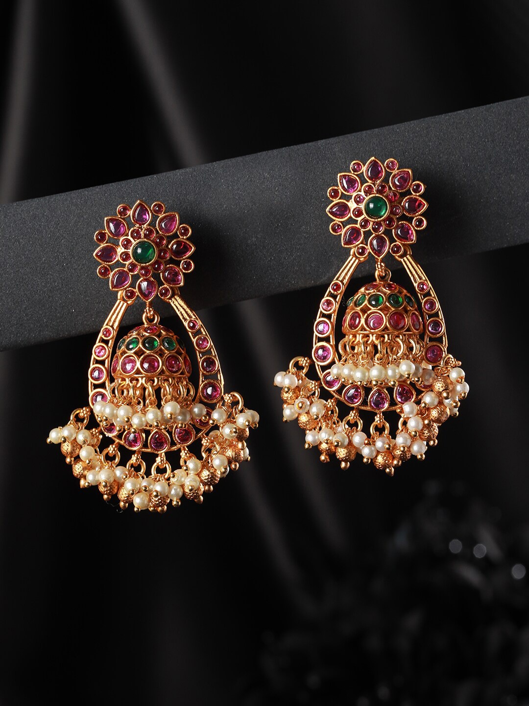 

Priyaasi Gold-Plated Contemporary Jhumka Earrings