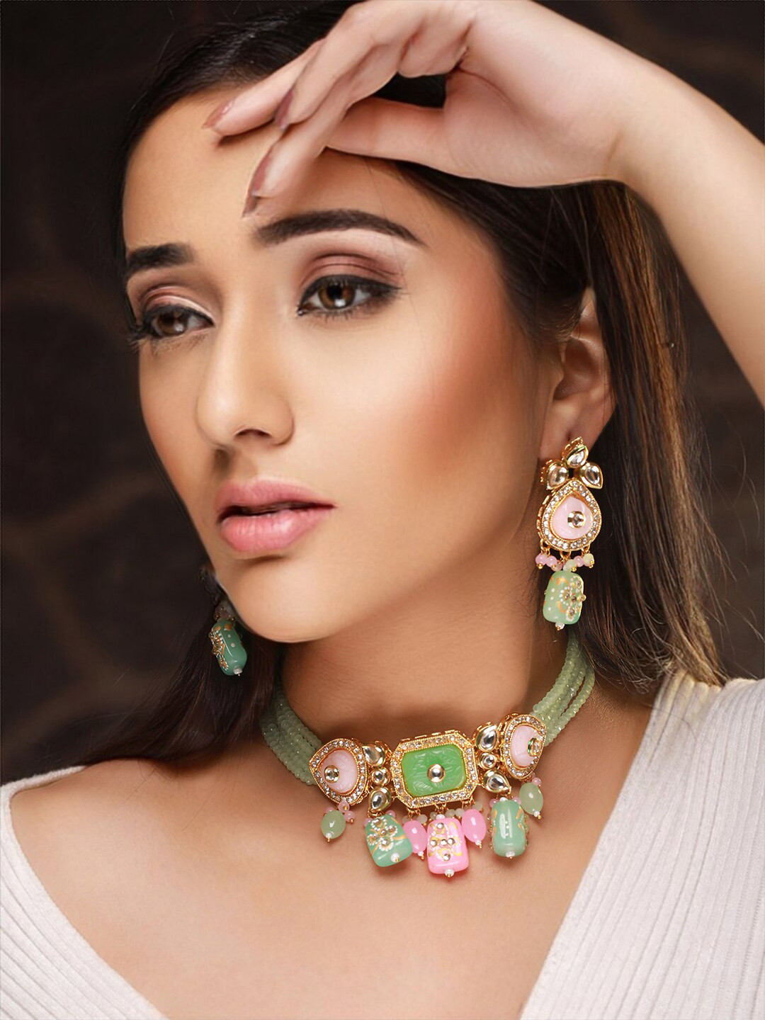 

Priyaasi Gold-Plated & Kundan Studded Jewellery Set