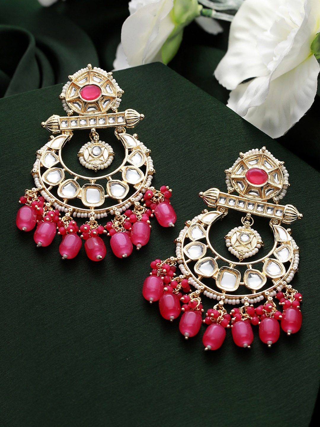 

Priyaasi Gold-Plated Contemporary Chandbalis Earrings